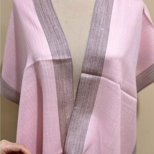 Pashmina baby Pink and grey muffler straight from the weaver - 72”/14.5”